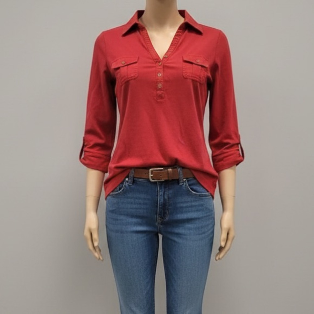 Red Button Down Shirt with Classic Style